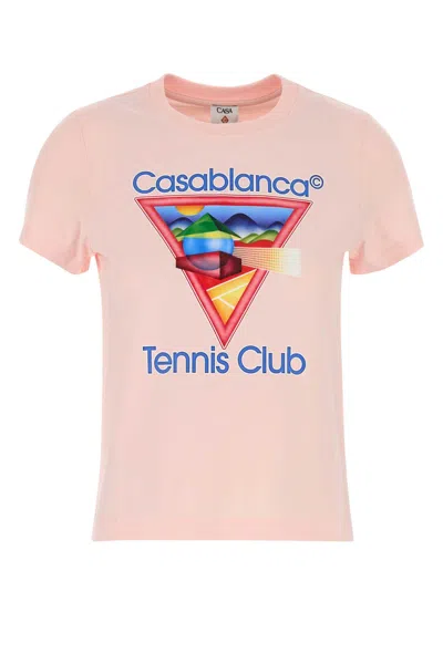Casablanca Cotton Crew Neck T-shirt With Graphic Print In Pink