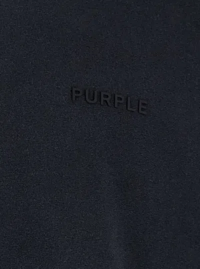 Purple Brand Black Crewneck T-shirt With Long Sleeves And Tonal Logo Lettering Embroidery On The Front
