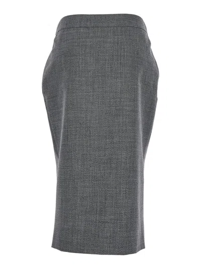 Alexander Mcqueen Grey Skirt With Button Closure In Wool Woman