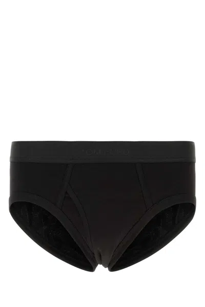 Tom Ford Seamless Stretch Cotton Slip With Elastic Waistband In Black
