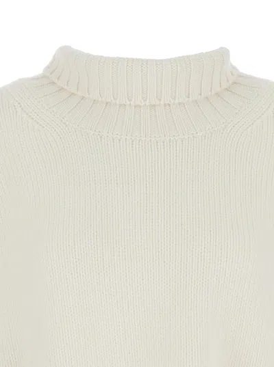 Goat Girlfriend White Turtleneck Sweater With Ribbed Trims In Cashmere Woman In White