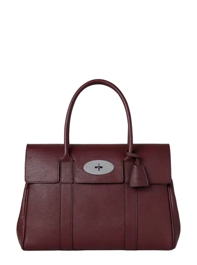 Mulberry Bayswater Small Bordeaux Shoulder Bag With Twist-lock Closure In Grainy Leather Woman