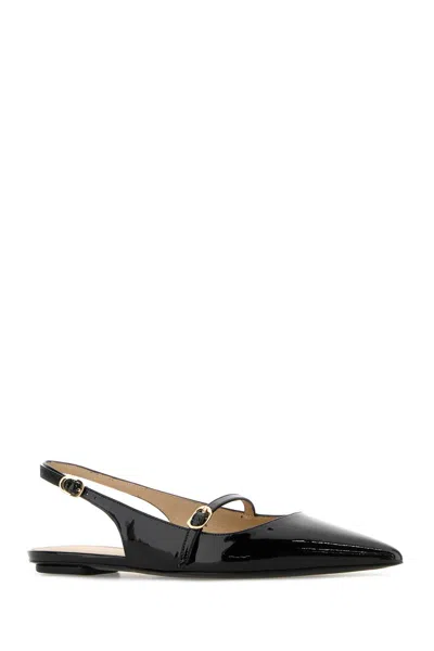 Stuart Weitzman 'emilia' Black Slingback Sandals With Adjustable Strap Closure In Black