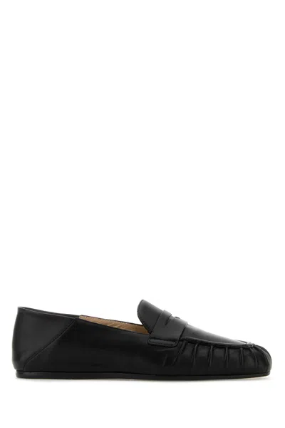Stuart Weitzman Almond Toe Leather Loafer With Textured Detailing