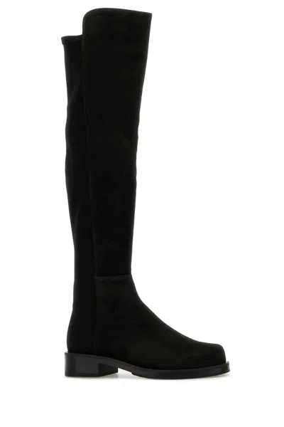 Stuart Weitzman Black Suede And Fabric 5050 Boots In Black