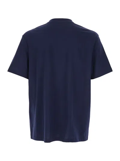 Balmain Blue Crewneck T-shirt With Logo Lettering Print On The Front