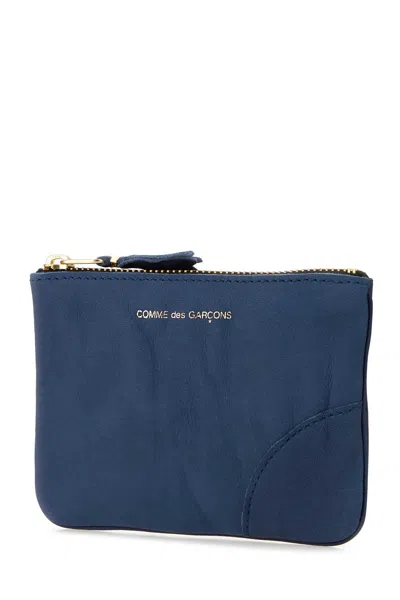 Comme Des Garçons Blue Leather Pouch