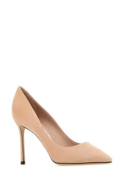 Jimmy Choo Skin Pink Suede Romy 85 Pumps In Neutral