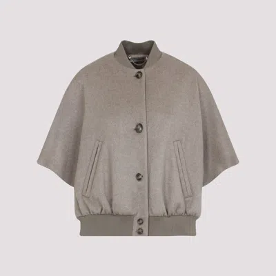 Max Mara Leticia Bomber Cape In Cacha Grey Cashmere