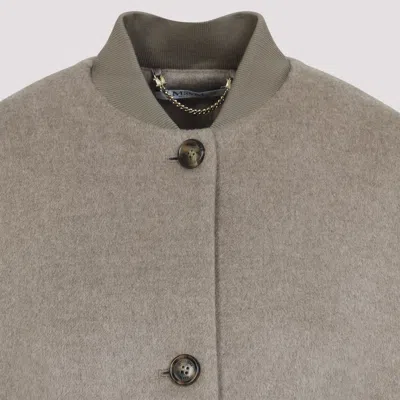 Max Mara Leticia Bomber Cape In Cacha Grey Cashmere