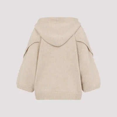 Max Mara Hooded Sweater With Button-detail Sleeves In Wool-cashmere Blend