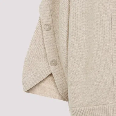 Max Mara Hooded Sweater With Button-detail Sleeves In Wool-cashmere Blend