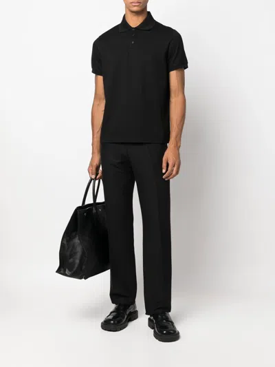 Saint Laurent Classic Cotton Pique Polo Shirt In Black