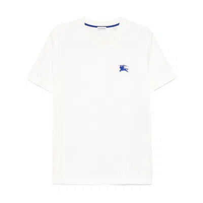 Burberry Mens Salt Ekd-embroidered Short-sleeve Cotton-jersey T-shirt