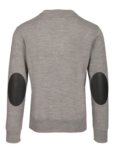 Mm6 Maison Margiela Crewneck Sweater With Patches Knitwear Grey In Gray