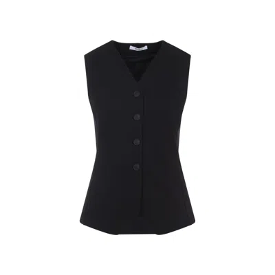 Max Mara Tailored Black Waistcoat With Deep V-neckline And Button Detail