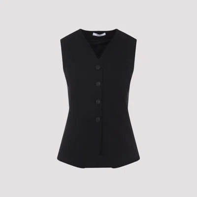 Max Mara Tailored Black Waistcoat With Deep V-neckline And Button Detail