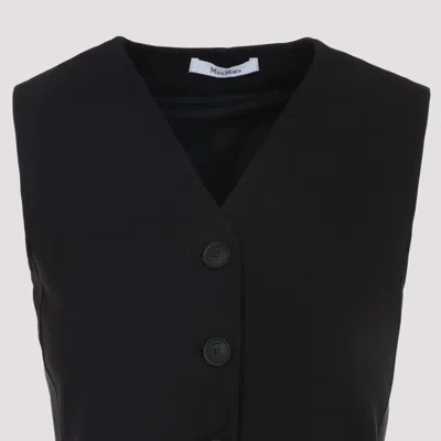Max Mara Tailored Black Waistcoat With Deep V-neckline And Button Detail