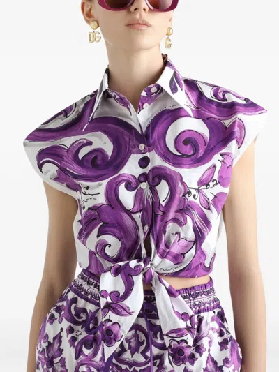 Dolce & Gabbana Cotton Shirt With Maiolica Print