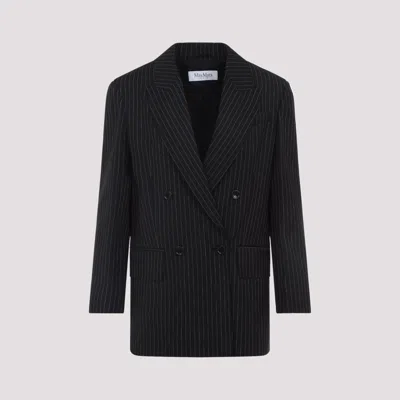 Max Mara Double-breasted Wool Jacket With Pinstripe Design