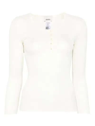 Isabel Marant Long Sleeve Cotton Top In White