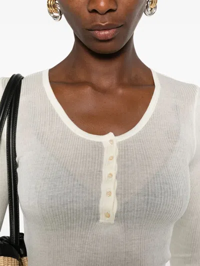 Isabel Marant Long Sleeve Cotton Top In White
