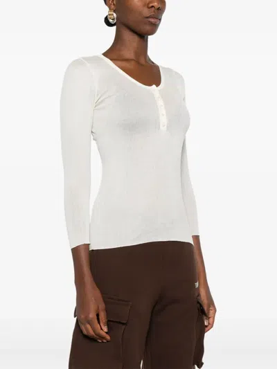 Isabel Marant Long Sleeve Cotton Top In White