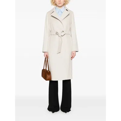 Max Mara Leather Coats In Neutral