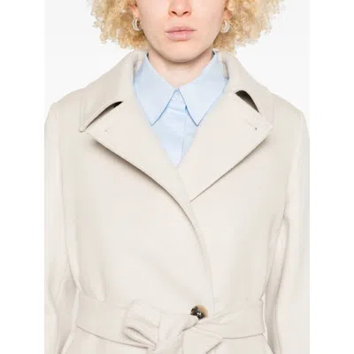 Max Mara Leather Coats In Neutral