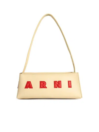 Marni Borsa A Spalla Museo Baguette In Pelle Crema