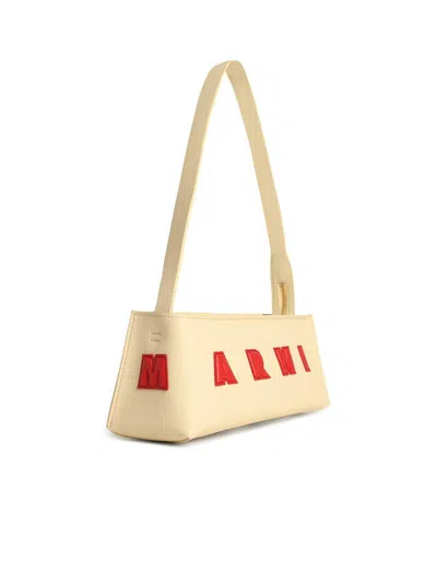 Marni Borsa A Spalla Museo Baguette In Pelle Crema