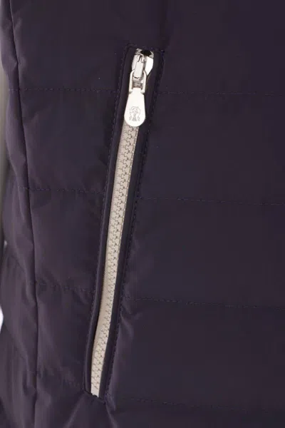 Brunello Cucinelli Dark Blue Nylon Down Jacket In Blue