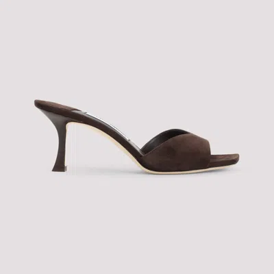 Jimmy Choo 70mm Skye Suede Heeled Sandals In Brown