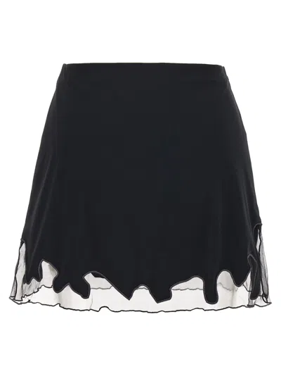 Diesel Nylon Mini Skirt With Tulle Insert In Black