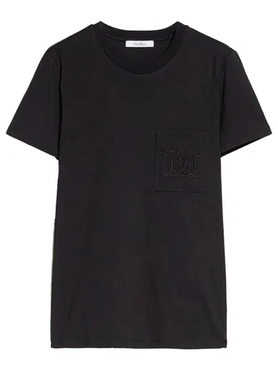Max Mara Papaia Logo Cotton T-shirt In Black