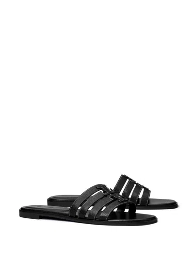 Tory Burch Ines Leather Cage Sandals In Black