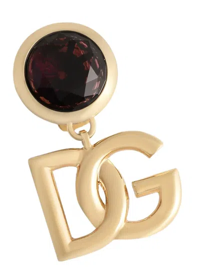 Dolce & Gabbana Logo Gemstone Accent Clip Earrings