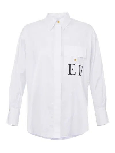 Elisabetta Franchi White Striped Cotton Poplin Shirt