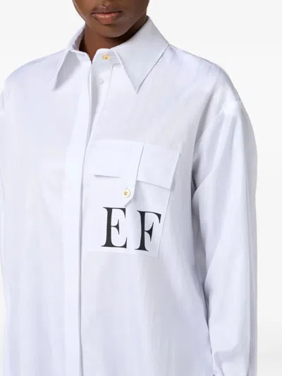 Elisabetta Franchi White Striped Cotton Poplin Shirt