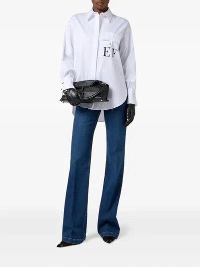 Elisabetta Franchi White Striped Cotton Poplin Shirt