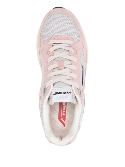 Autry Low Hyperway Wom Sneakers With Mesh Panels In Pink