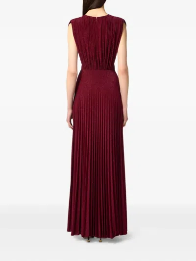 Elisabetta Franchi Lurex Jersey Dress Deep V-neckline In Red