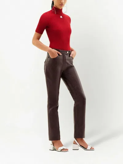 Courrèges Reedition Short Sleeves Ribbed Knitted Sweater Clothing
