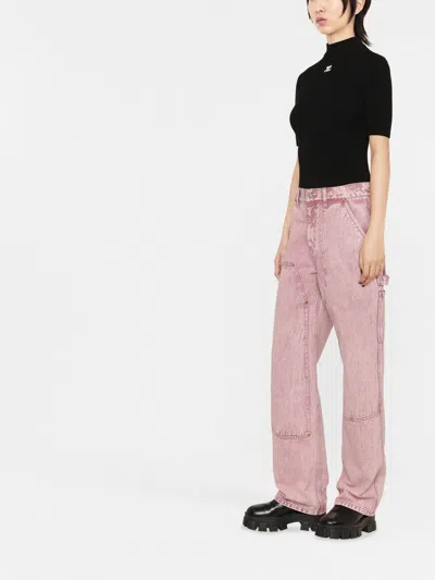 Courrèges Reedition Short Sleeves Ribbed Knitted Sweater Clothing
