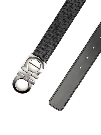 Ferragamo Double Adjus Bombe Double Gancino Belt Belts Black In Black