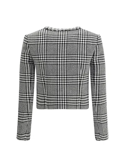 Self-portrait Wool Houndstooth Tailored Jacket Jackets Multicolor In Gray