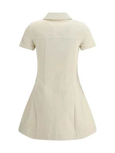 Self-portrait Structured Beige Dress With Classic Collar And Flap Pockets In Neutral