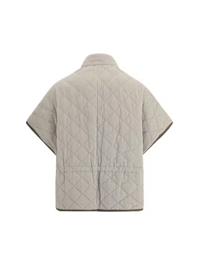 Brunello Cucinelli Quilted Corduroy Jacket Wide Sleeves In Neutral