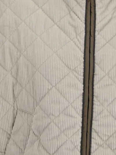 Brunello Cucinelli Quilted Corduroy Jacket Wide Sleeves In Neutral