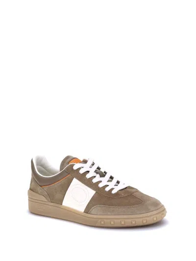 Valentino Low Top Sneaker Contrast Stitching In Brown